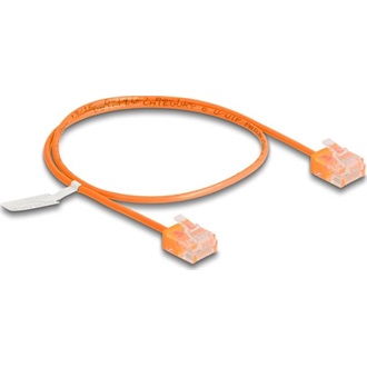 Delock RJ45 hálózati kábel Cat.6 UTP ultravékony 0,5 m narancssárga rövid csatlakoztatókkal