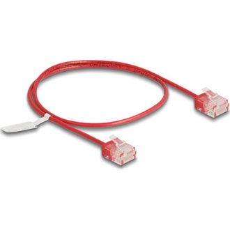 Delock RJ45 hálózati kábel Cat.6 UTP ultravékony 0,5 m piros rövid csatlakoztatókkal