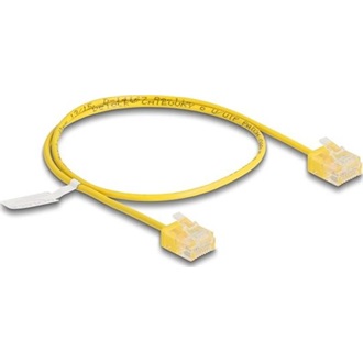 Delock RJ45 hálózati kábel Cat.6 UTP ultravékony 0,5 m sárga rövid csatlakoztatókkal