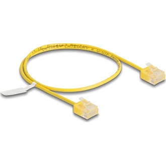 Delock RJ45 hálózati kábel Cat.6 UTP ultravékony 0,5 m sárga rövid csatlakoztatókkal