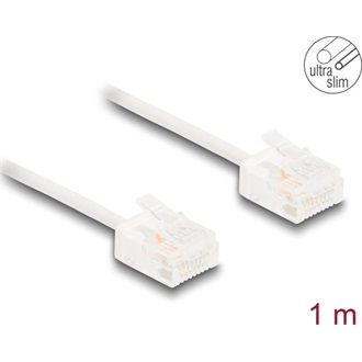 Delock RJ45 hálózati kábel Cat.6 UTP ultravékony 1 m fehér rövid csatlakoztatókkal