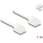 Delock RJ45 hálózati kábel Cat.6 UTP ultravékony 1 m fehér rövid csatlakoztatókkal