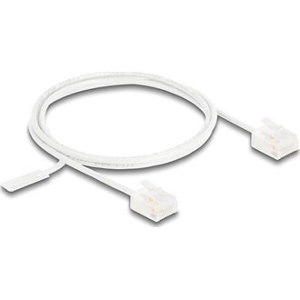 Delock RJ45 hálózati kábel Cat.6 UTP ultravékony 1 m fehér rövid csatlakoztatókkal
