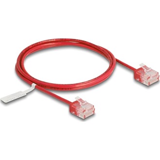 Delock RJ45 hálózati kábel Cat.6 UTP ultravékony 1 m piros rövid csatlakoztatókkal