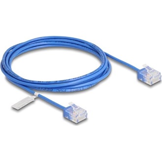 Delock RJ45 hálózati kábel Cat.6 UTP ultravékony 2 m kék rövid csatlakoztatókkal