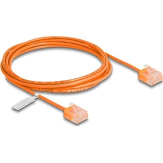 Delock RJ45 hálózati kábel Cat.6 UTP ultravékony 2 m narancssárga rövid csatlakoztatókkal
