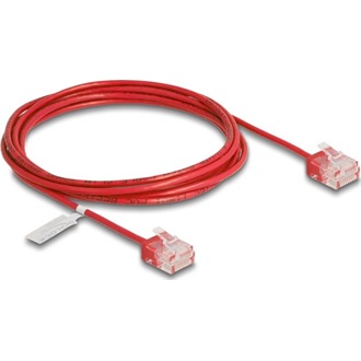 Delock RJ45 hálózati kábel Cat.6 UTP ultravékony 2 m piros rövid csatlakoztatókkal