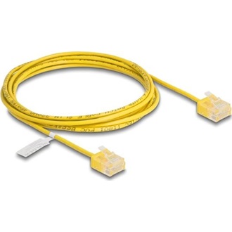 Delock RJ45 hálózati kábel Cat.6 UTP ultravékony 2 m sárga rövid csatlakoztatókkal