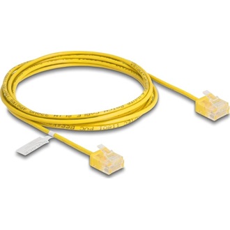 Delock RJ45 hálózati kábel Cat.6 UTP ultravékony 2 m sárga rövid csatlakoztatókkal