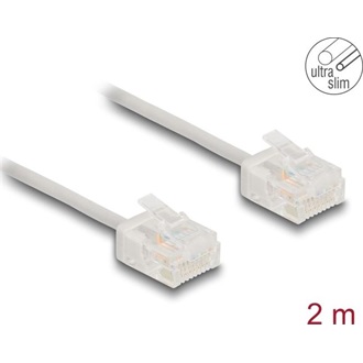 Delock RJ45 hálózati kábel Cat.6 UTP ultravékony 2 m szürke rövid csatlakoztatókkal