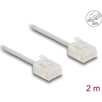 Delock RJ45 hálózati kábel Cat.6 UTP ultravékony 2 m szürke rövid csatlakoztatókkal
