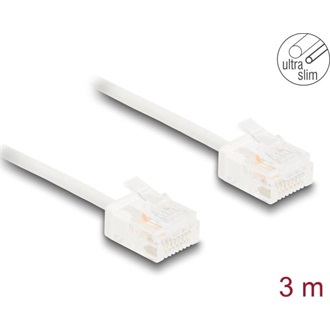 Delock RJ45 hálózati kábel Cat.6 UTP ultravékony 3 m fehér rövid csatlakoztatókkal