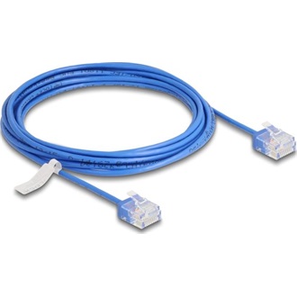 Delock RJ45 hálózati kábel Cat.6 UTP ultravékony 3 m kék rövid csatlakoztatókkal