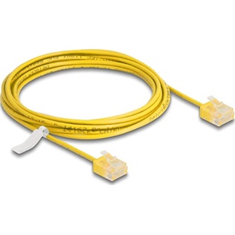 Delock RJ45 hálózati kábel Cat.6 UTP ultravékony 3 m sárga rövid csatlakoztatókkal