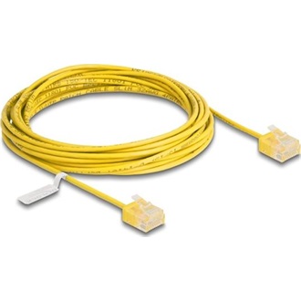 Delock RJ45 hálózati kábel Cat.6 UTP ultravékony 5 m sárga rövid csatlakoztatókkal