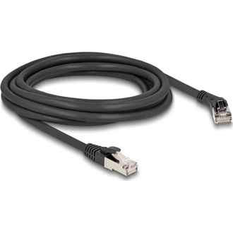 Delock RJ45 hálózati kábel Cat.8.1 S/FTP 45 -ben jobbra hajlított apa   egyenes apa, akár 40 Gbps, 3 m, fekete