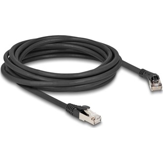 Delock RJ45 hálózati kábel Cat.8.1 S/FTP 45 -ben jobbra hajlított apa   egyenes apa, akár 40 Gbps, 5 m, fekete