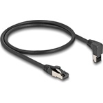 Delock RJ45 hálózati kábel Cat.8.1 S/FTP 90  fokban felfelé hajló / egyenes 0,5 m fekete
