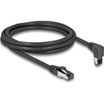 Delock RJ45 hálózati kábel Cat.8.1 S/FTP 90  fokban felfelé hajló / egyenes 2 m fekete