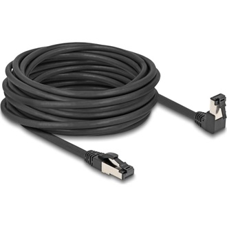 Delock RJ45 hálózati kábel Cat.8.1 S/FTP 90  fokban lefelé hajló / egyenes 10 m fekete
