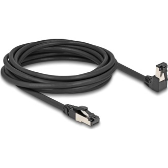 Delock RJ45 hálózati kábel Cat.8.1 S/FTP 90  fokban lefelé hajló / egyenes 5 m fekete