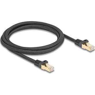 Delock RJ45 CAT6A S/FTP -> RJ45 CAT6A S/FTP M/M adatkábel 2m fekete fonott borítással