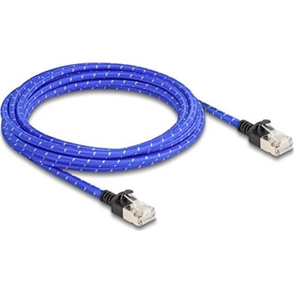 Delock RJ45 hálózati kábel fonott borítással Cat.6A U/FTP Slim, 3 m, kék