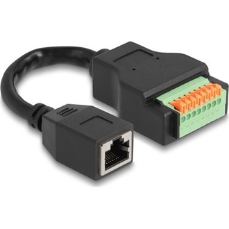 Delock RJ45 CAT5e STP -> Terminal block 8pin F/F adapter 0.15m fekete