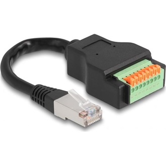 Delock RJ45 CAT5e STP -> Terminal block 8pin M/F adapter 0.15m fekete