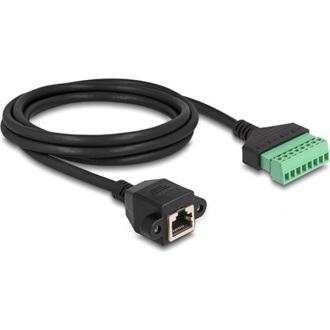Delock RJ45 CAT6 UTP -> Terminal block 8pin F/F adatkábel 2m fekete