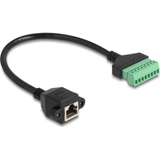 Delock RJ45 CAT6 UTP -> Terminal block 8pin F/F adatkábel 0.3m fekete