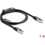 Delock RJ45 kábel, dugó dugó, kapcsolóval, Cat.6 F/UTP, 1 m   hálózati kapcsoló, fekete