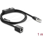 Delock RJ45 kábel, dugós csatlakozó aljzat, kapcsolóval, Cat.6 F/UTP, 1 m   fekete