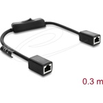 Delock RJ45 kábel, hüvely csatlakozó aljzat, kapcsolóval, Cat.6 F/UTP, 0,3 m   fekete
