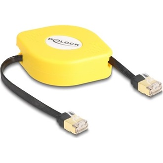 Delock RJ45 CAT6A STP -> RJ45 CAT6A STP M/M adatkábel 1.5m fekete-sárga kihúzhatós