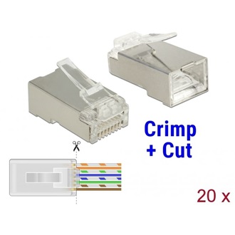 Delock RJ45 krimpelő és vágó (apa) Cat.6 STP 20 darab