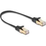 Delock RJ45 CAT6A S/FTP -> RJ45 CAT6A S/FTP M/M adatkábel 0.25m fekete fonott borítással