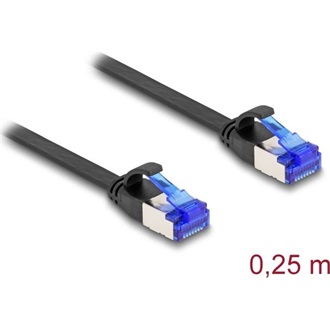 Delock RJ45 CAT6A U/FTP -> RJ45 CAT6A U/FTP M/M adatkábel 0.25m fekete flexibilis