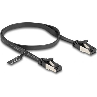 Delock RJ45 CAT8.1 U/FTP -> RJ45 CAT8.1 U/FTP M/M adatkábel 0.5m fekete lapos, flexibilis