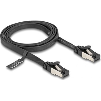Delock RJ45 CAT8.1 U/FTP -> RJ45 CAT8.1 U/FTP M/M adatkábel 1m fekete lapos, flexibilis