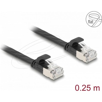Delock RJ45 lapos patch kábelcsatlakozó a dugóhoz Cat.6A U/FTP 0,25 m fekete