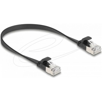 Delock RJ45 lapos patch kábelcsatlakozó a dugóhoz Cat.6A U/FTP 0,25 m fekete