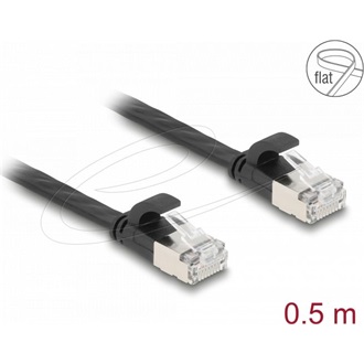 Delock RJ45 lapos patch kábelcsatlakozó a dugóhoz Cat.6A U/FTP 0,5 m fekete