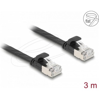 Delock RJ45 lapos patch kábelcsatlakozó a dugóhoz Cat.6A U/FTP 3 m fekete
