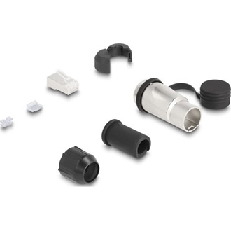 Delock RJ45 moduláris dugasz Cat.6A átvezető csatolóval és védősapkával