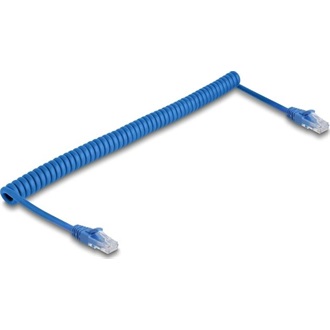 Delock RJ45 tekercses kábelcsatlakozó a dugóhoz Cat.6 UTP 0,8 m - 1,8 m kék