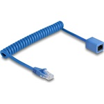 Delock RJ45 tekercses kábelcsatlakozó a jack csatlakozóhoz Cat.6 UTP 0,45 m - 0,75 m kék