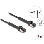 Delock RJ45 vékony hálózati kábel Cat.6A U/FTP hajlítható fekete 2 m hosszú