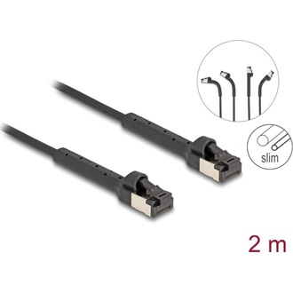 Delock RJ45 vékony hálózati kábel Cat.8.1 U/FTP hajlítható akár 40 Gbps fekete 2 m