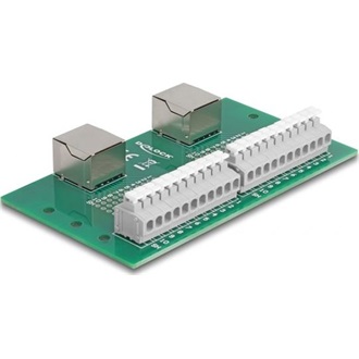 Delock RJ50 2 db. anya - 2 db. Terminal block nyomógombbal DIN sínhez